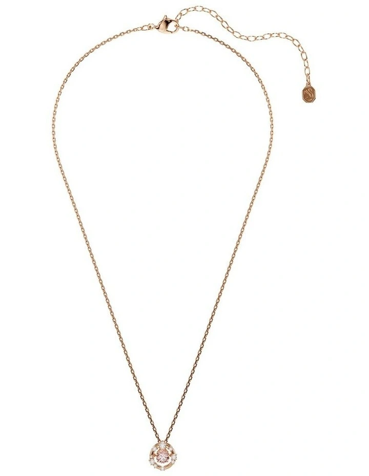 Constella Round Cut Dancing Stone Rose Gold-Tone Plated Pendant in Pink image 2