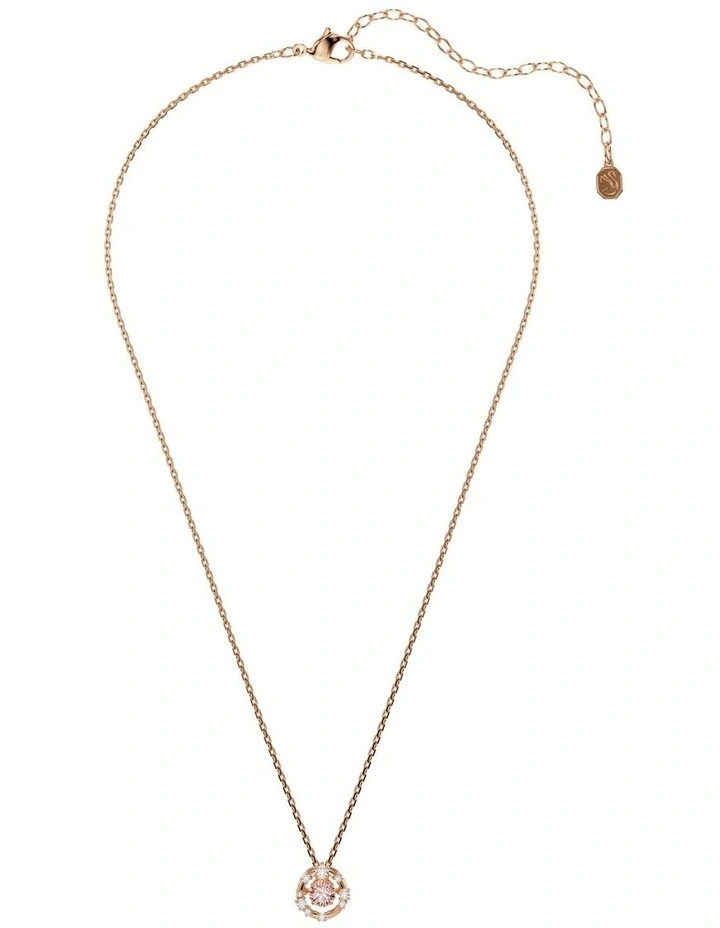 Constella Round Cut Dancing Stone Rose Gold-Tone Plated Pendant in Pink image 2
