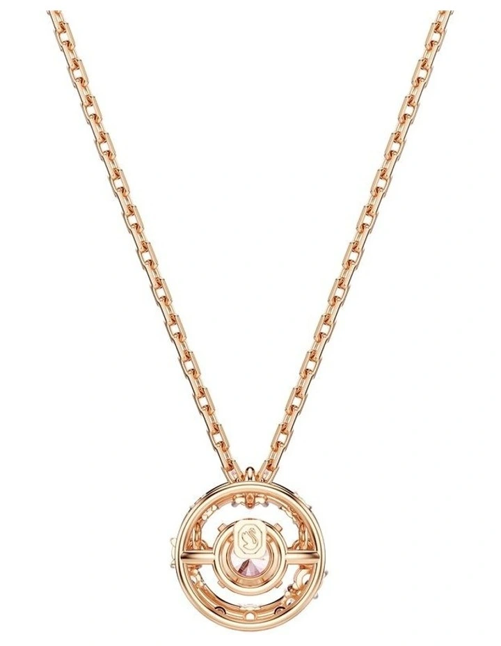 Constella Round Cut Dancing Stone Rose Gold-Tone Plated Pendant in Pink image 5