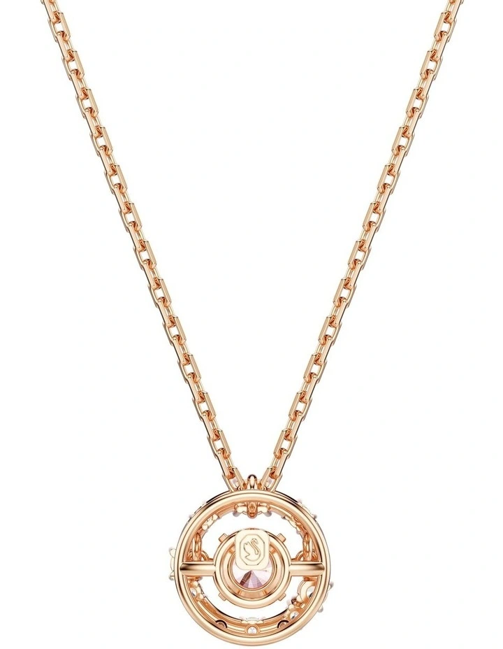 Constella Round Cut Dancing Stone Rose Gold-Tone Plated Pendant in Pink image 5