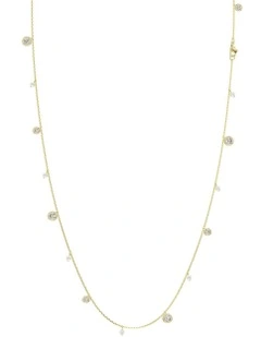 Una Angelic Strandage Crystal Pearl Round Cut Gold-Tone Plated in White