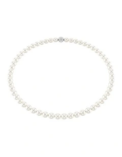 Matrix Crystal Pearl Rhodium Plated Necklace in White
