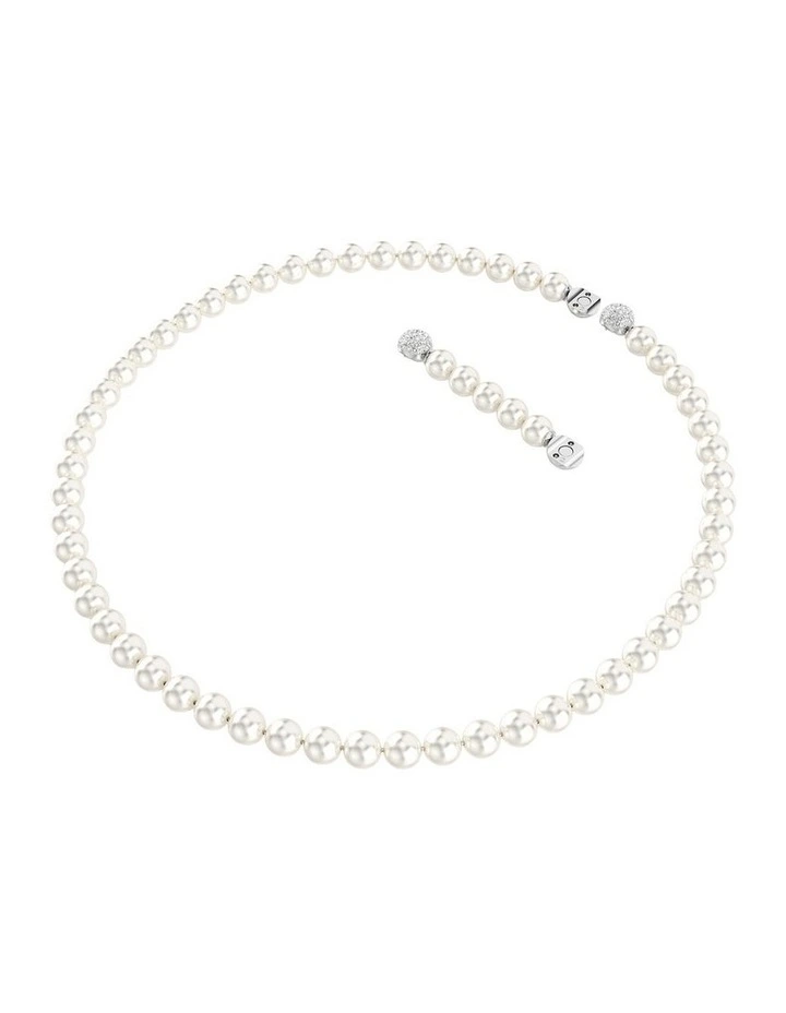 Matrix Crystal Pearl Rhodium Plated Necklace in White image 2