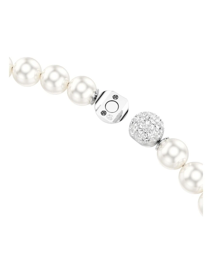 Matrix Crystal Pearl Rhodium Plated Necklace in White image 3
