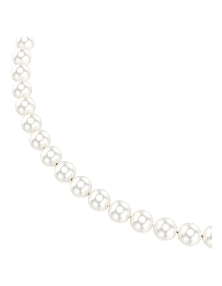 Matrix Crystal Pearl Rhodium Plated Necklace in White image 4