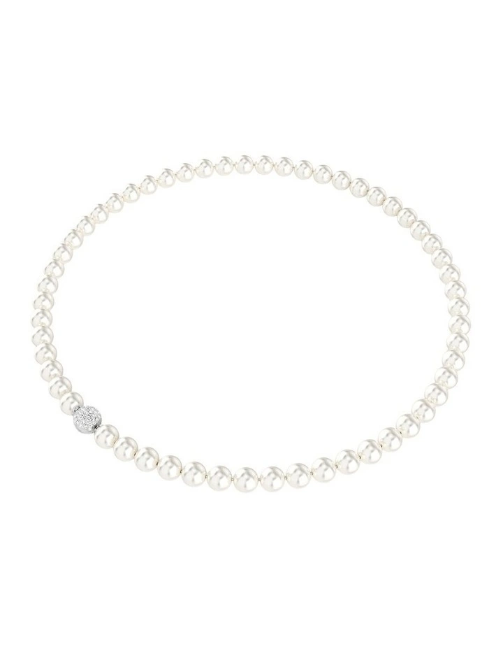 Matrix Crystal Pearl Rhodium Plated Necklace in White image 5