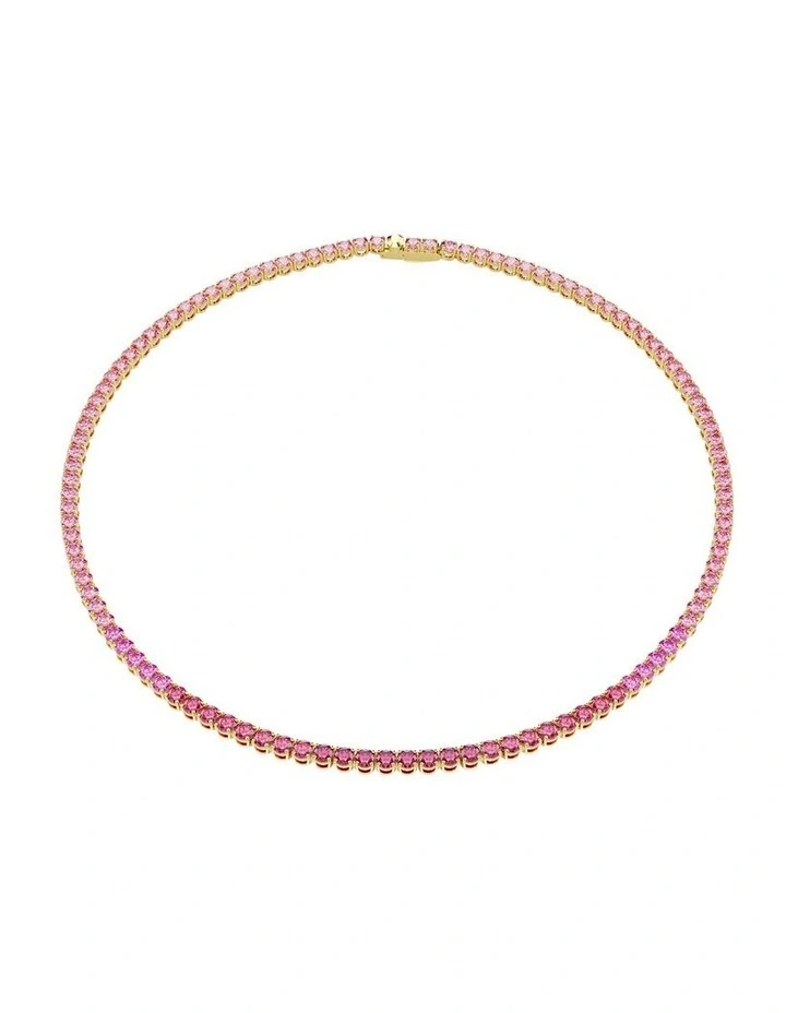 Matrix Tennis Necklace Round Cut Gold-Tone Plated in Pink image 1