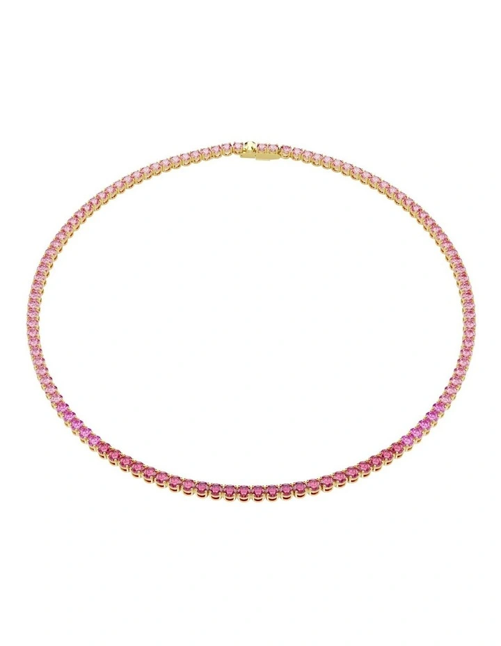 Matrix Tennis Necklace Round Cut Gold-Tone Plated in Pink image 1