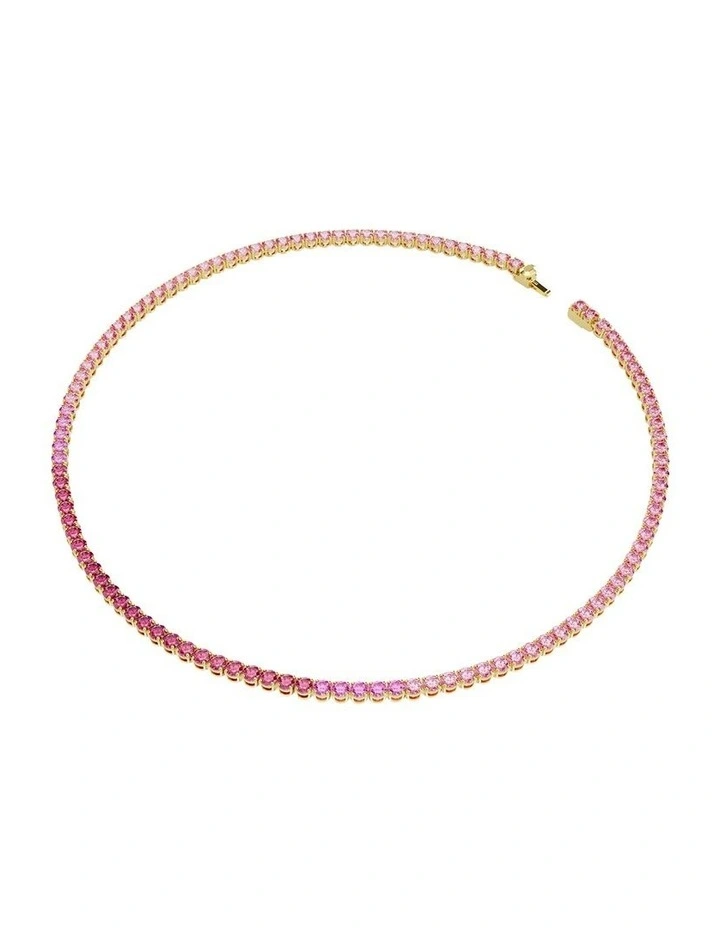 Matrix Tennis Necklace Round Cut Gold-Tone Plated in Pink image 2
