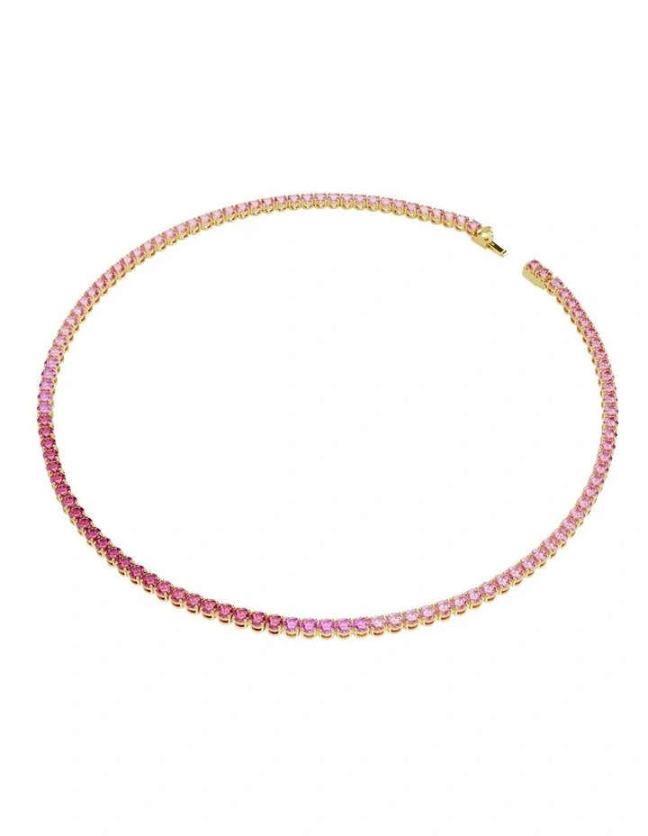 Matrix Tennis Necklace Round Cut Gold-Tone Plated in Pink image 2