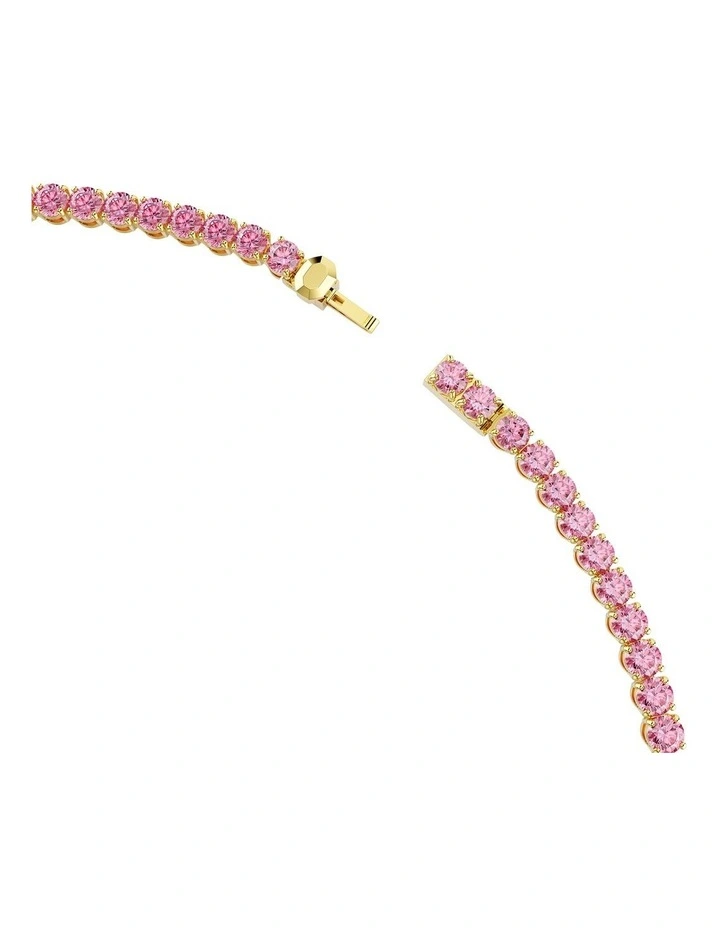 Matrix Tennis Necklace Round Cut Gold-Tone Plated in Pink image 3