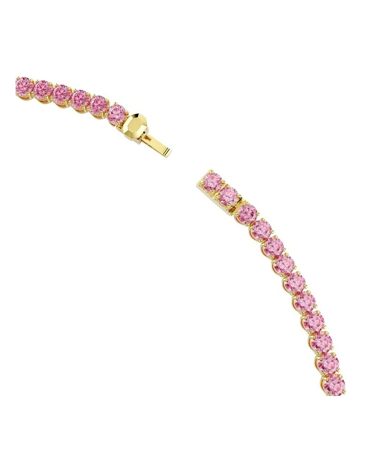 Matrix Tennis Necklace Round Cut Gold-Tone Plated in Pink image 3