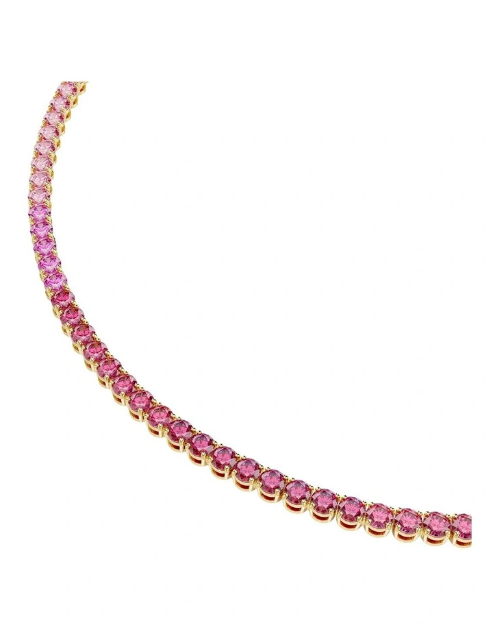 Matrix Tennis Necklace Round Cut Gold-Tone Plated in Pink image 4