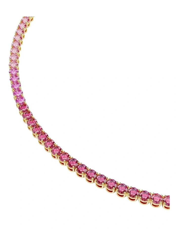 Matrix Tennis Necklace Round Cut Gold-Tone Plated in Pink image 4