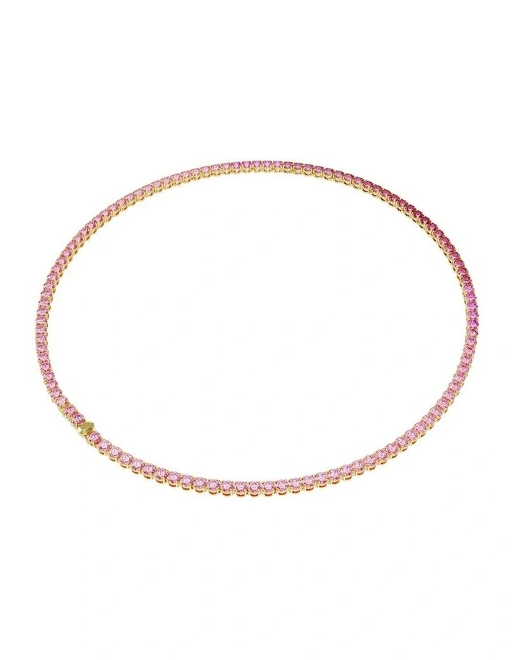Matrix Tennis Necklace Round Cut Gold-Tone Plated in Pink image 5
