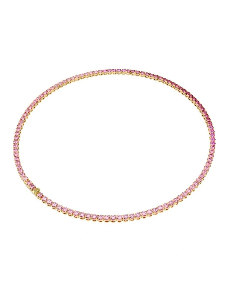 Matrix Tennis Necklace Round Cut Gold-Tone Plated in Pink image 5