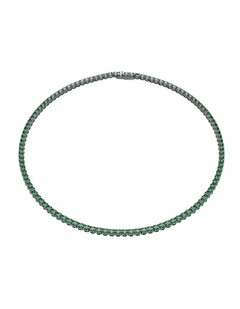 Matrix Tennis Round Cut Ruthenium Plated Necklace in Green