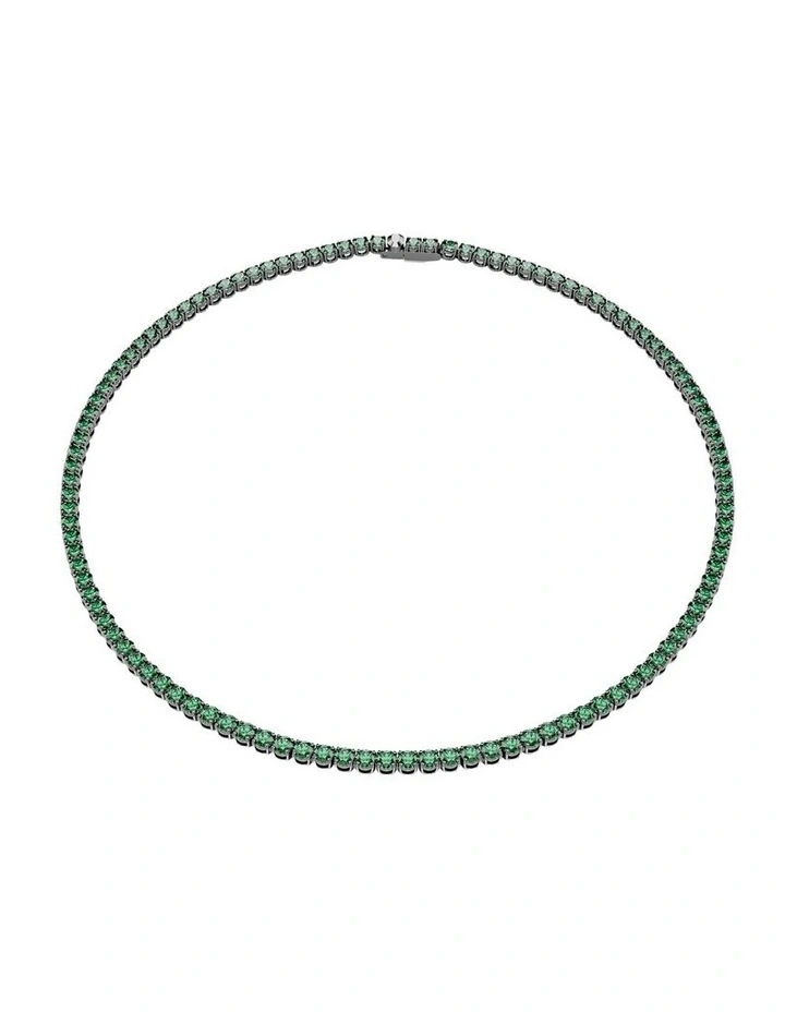 Matrix Tennis Round Cut Ruthenium Plated Necklace in Green image 1