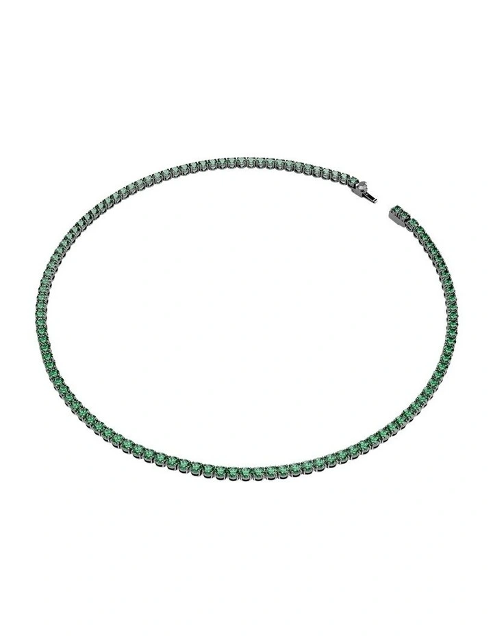 Matrix Tennis Round Cut Ruthenium Plated Necklace in Green image 2