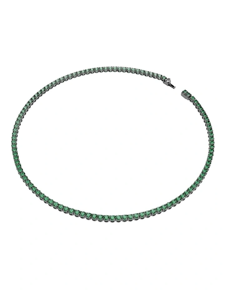 Matrix Tennis Round Cut Ruthenium Plated Necklace in Green image 2