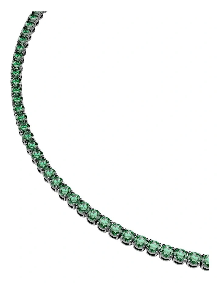 Matrix Tennis Round Cut Ruthenium Plated Necklace in Green image 4