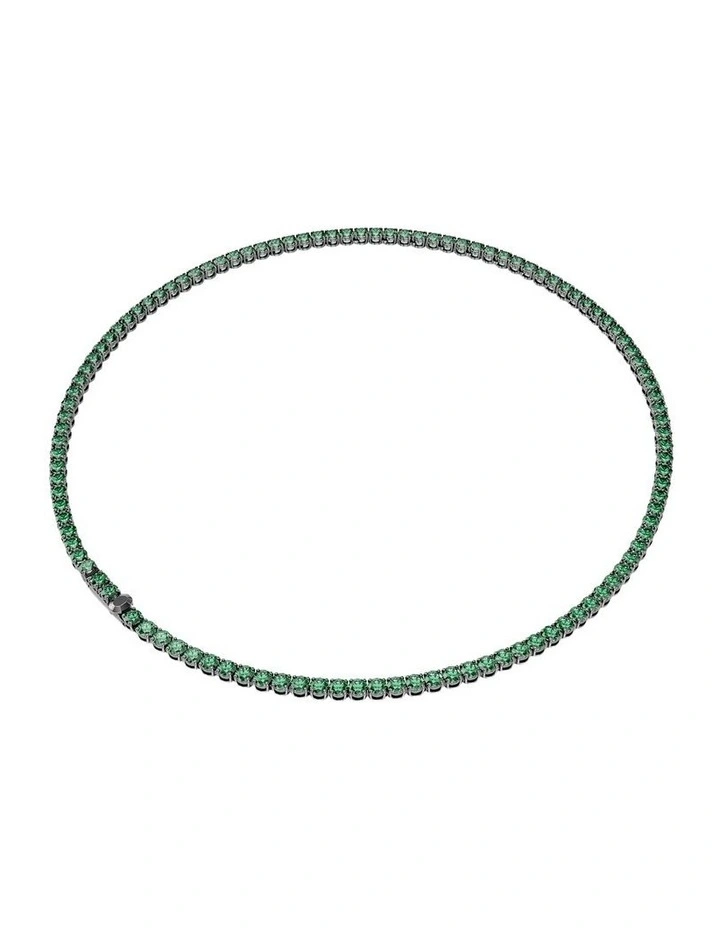 Matrix Tennis Round Cut Ruthenium Plated Necklace in Green image 5