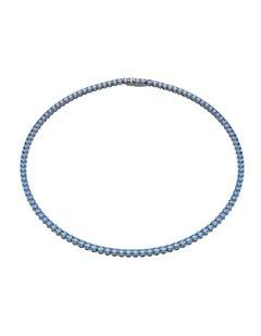 Matrix Tennis Round Cut Ruthenium Plated Necklace in Blue