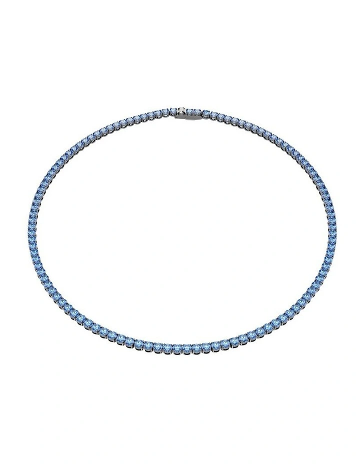 Matrix Tennis Round Cut Ruthenium Plated Necklace in Blue image 1