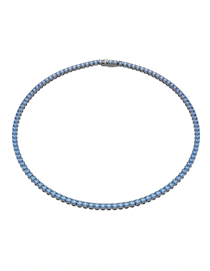 Matrix Tennis Round Cut Ruthenium Plated Necklace in Blue image 1