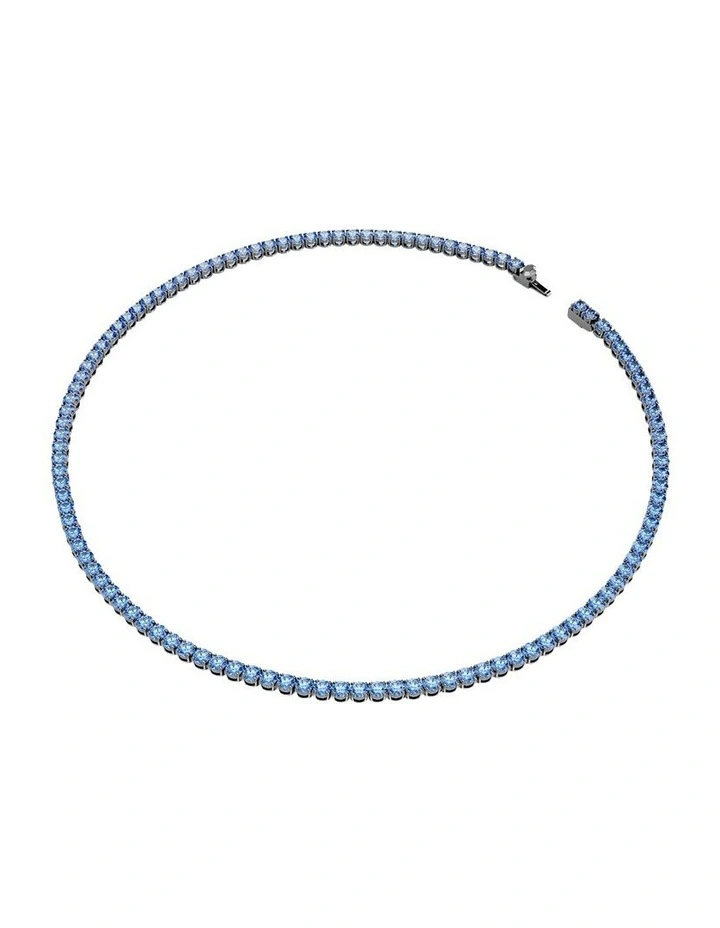 Matrix Tennis Round Cut Ruthenium Plated Necklace in Blue image 2