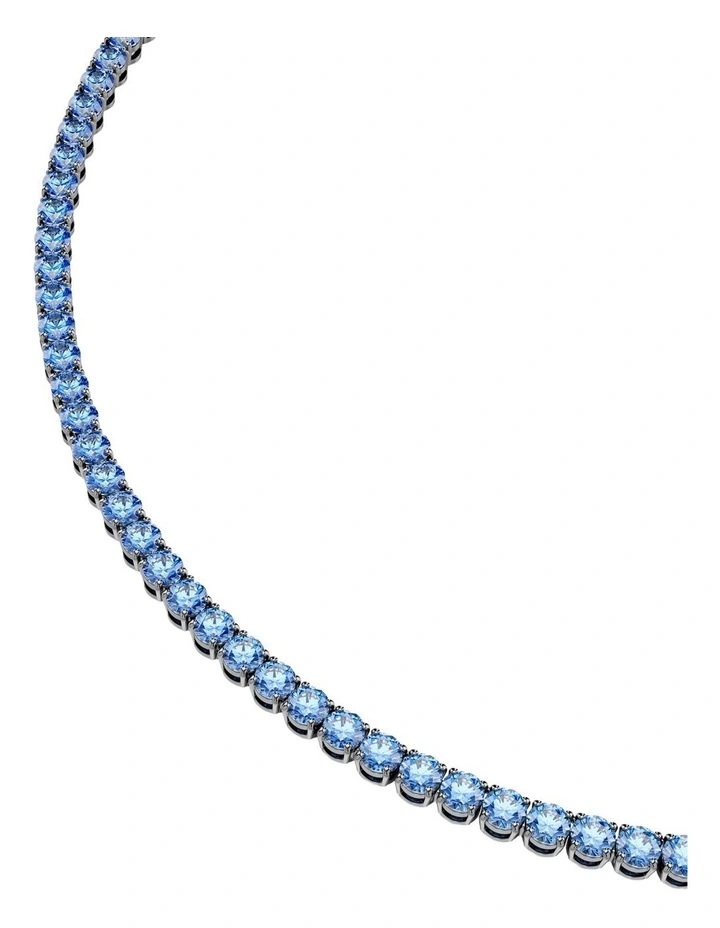 Matrix Tennis Round Cut Ruthenium Plated Necklace in Blue image 4