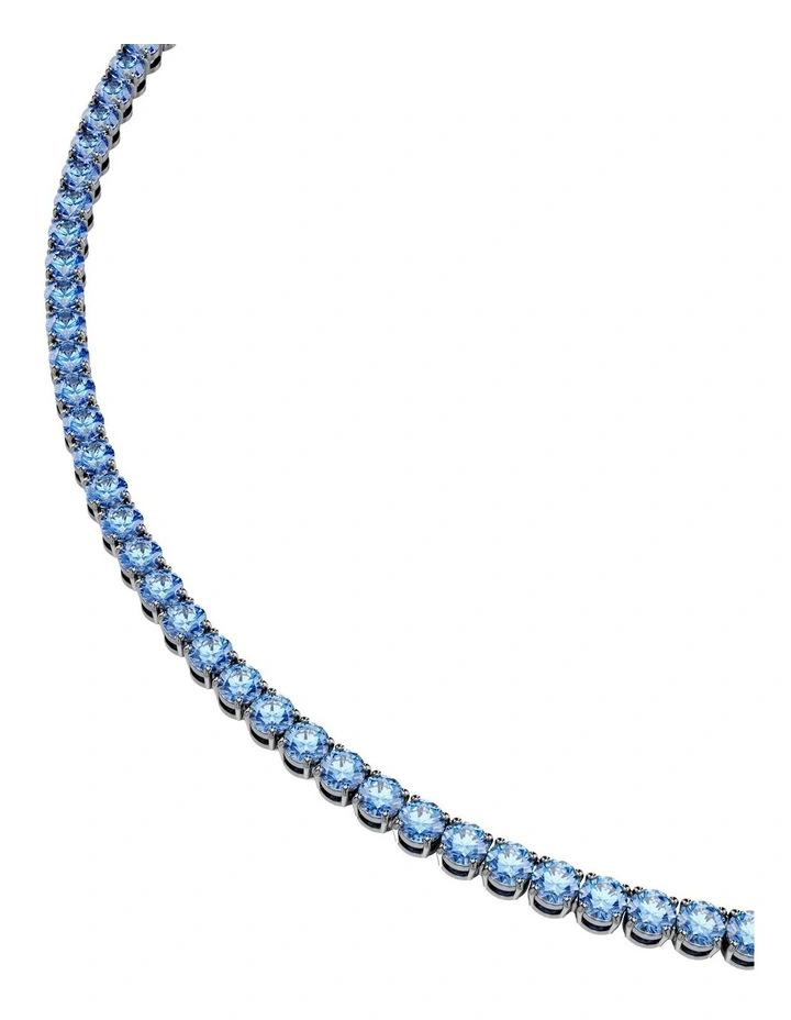Matrix Tennis Round Cut Ruthenium Plated Necklace in Blue image 4