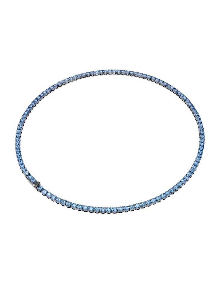 Matrix Tennis Round Cut Ruthenium Plated Necklace in Blue image 5