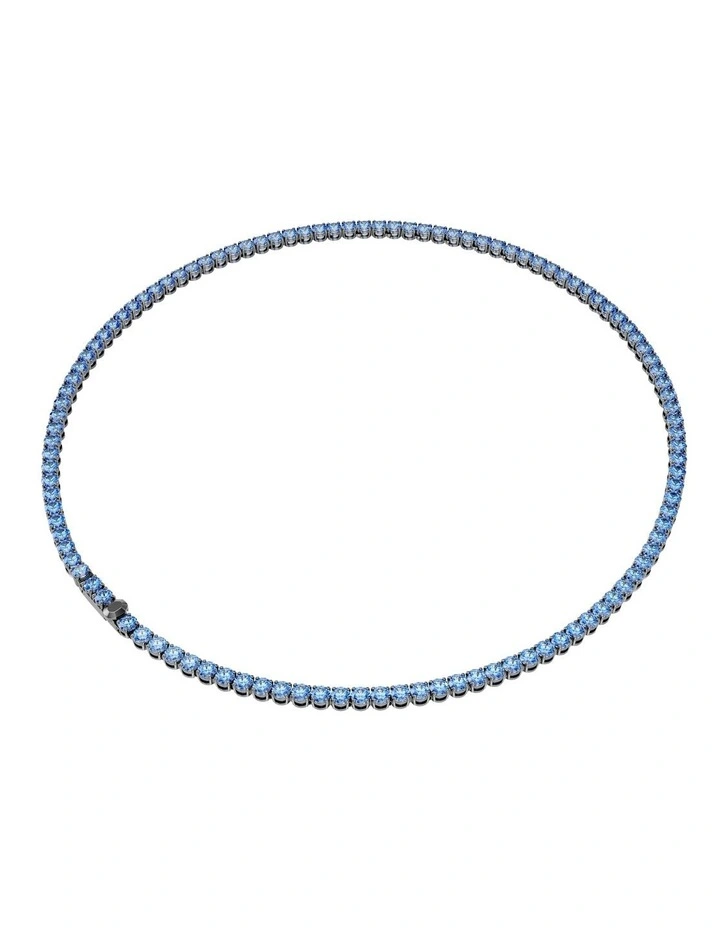 Matrix Tennis Round Cut Ruthenium Plated Necklace in Blue image 5
