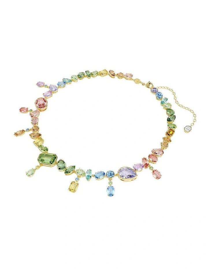 Gema Mixed Cuts Dangling Crystals Gold-Tone Plated Necklace in Multicolored image 2