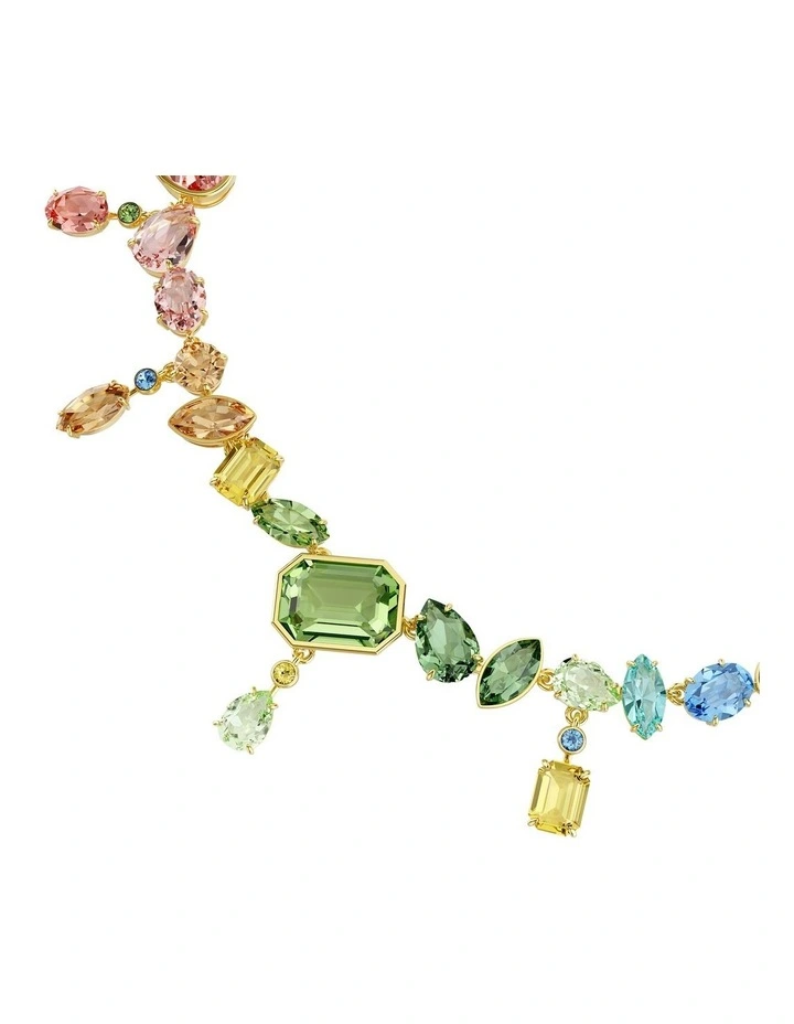 Gema Mixed Cuts Dangling Crystals Gold-Tone Plated Necklace in Multicolored image 4