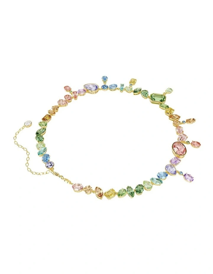 Gema Mixed Cuts Dangling Crystals Gold-Tone Plated Necklace in Multicolored image 5