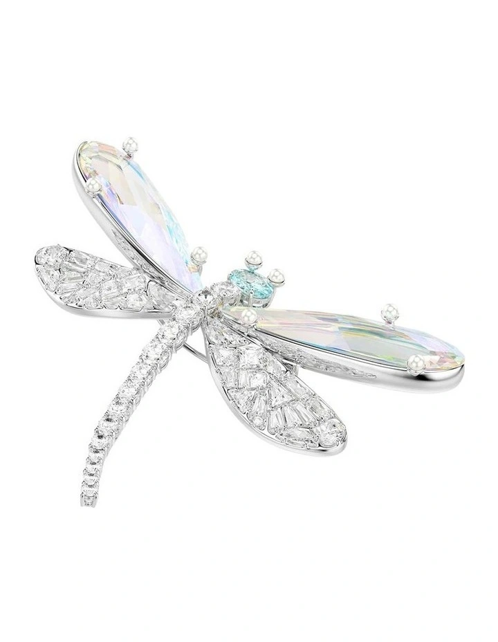 Mixed Cuts Dragonfly Rhodium Plated Pendant And Brooch in Multi image 5