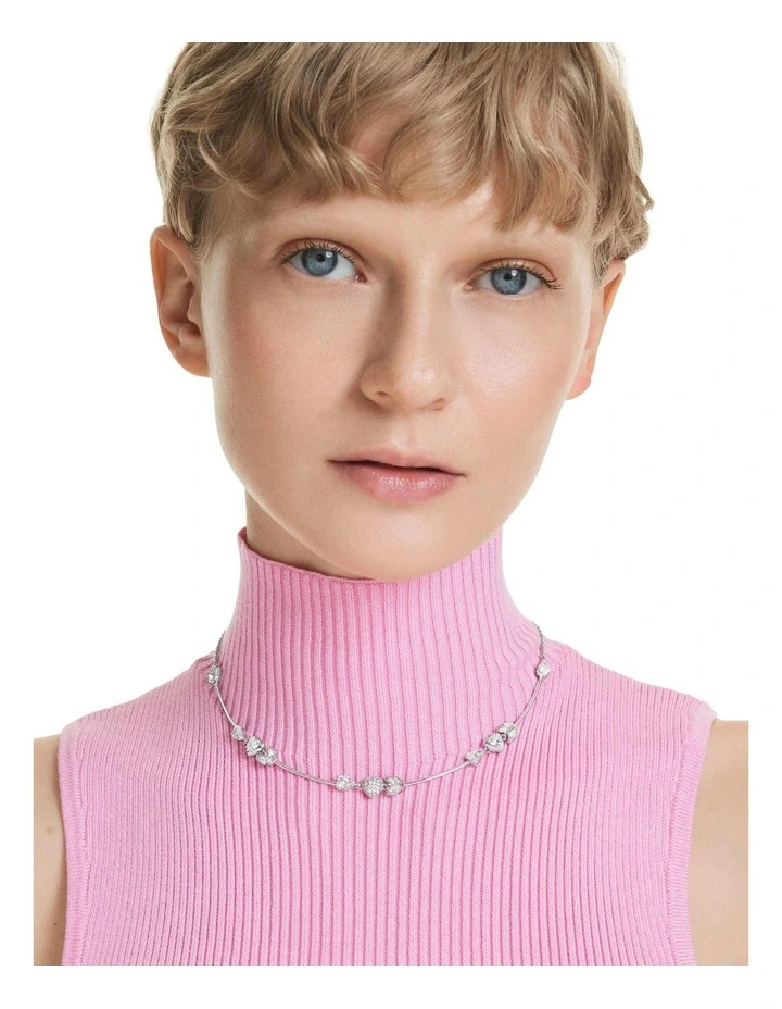 Idyllia Heart With Arrow Rhodium Plated Necklace in White image 6