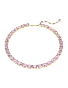 Millenia Octagon Cut Gold-Tone Plated Necklace in Purple