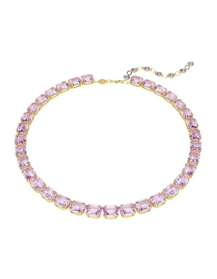 Millenia Octagon Cut Gold-Tone Plated Necklace in Purple image 1