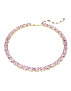 Millenia Octagon Cut Gold-Tone Plated Necklace in Purple