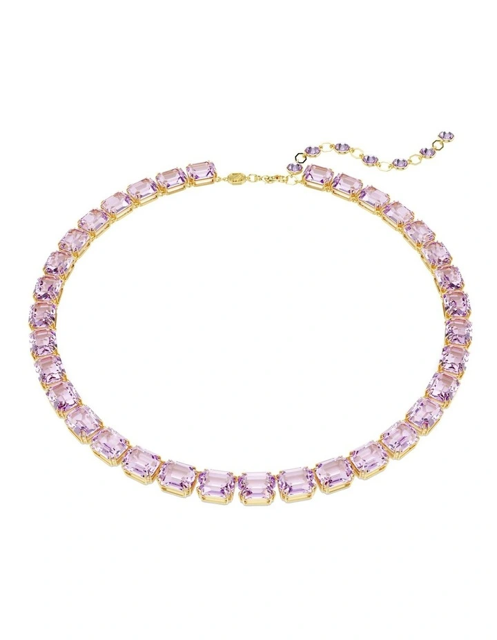 Millenia Octagon Cut Gold-Tone Plated Necklace in Purple image 1