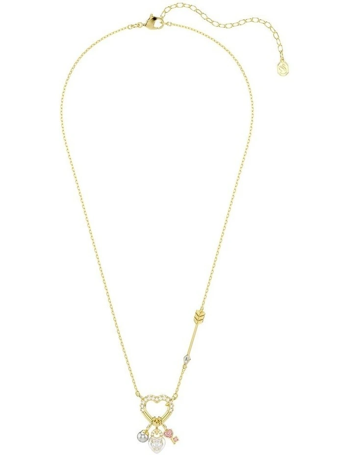 Idyllia Mixed Cuts Heart Key Gold-Tone Plated Pendant in Pink image 2