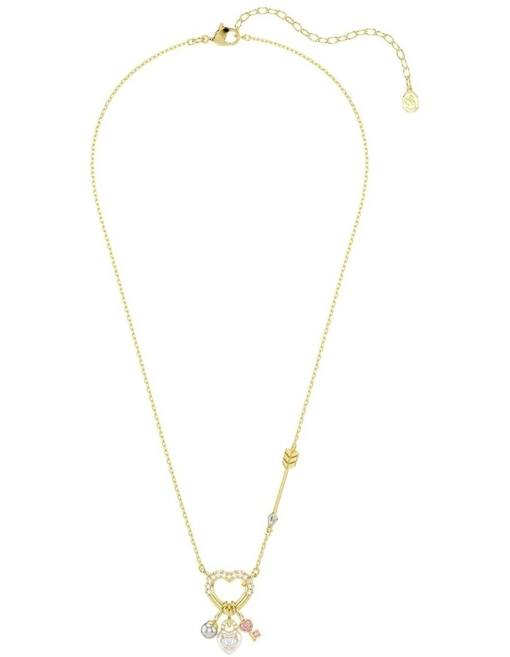 Idyllia Mixed Cuts Heart Key Gold-Tone Plated Pendant in Pink image 2