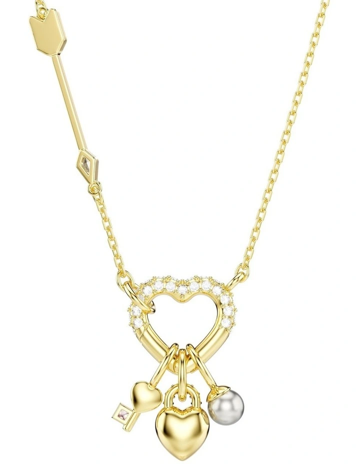 Idyllia Mixed Cuts Heart Key Gold-Tone Plated Pendant in Pink image 5
