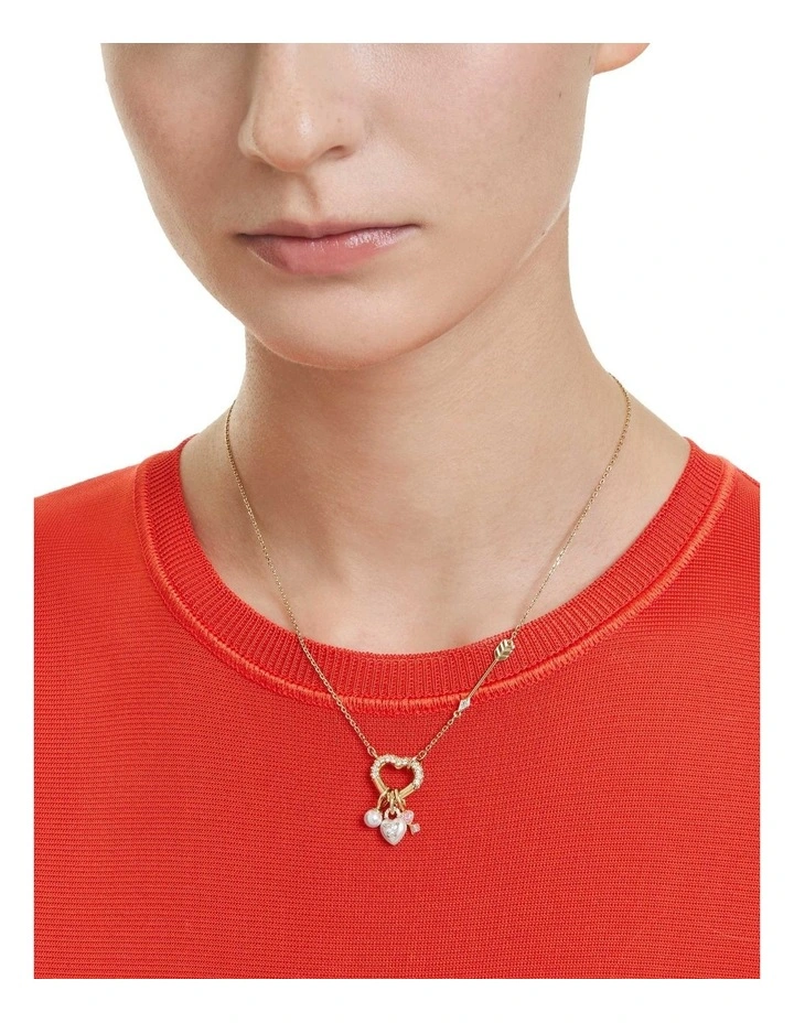 Idyllia Mixed Cuts Heart Key Gold-Tone Plated Pendant in Pink image 6
