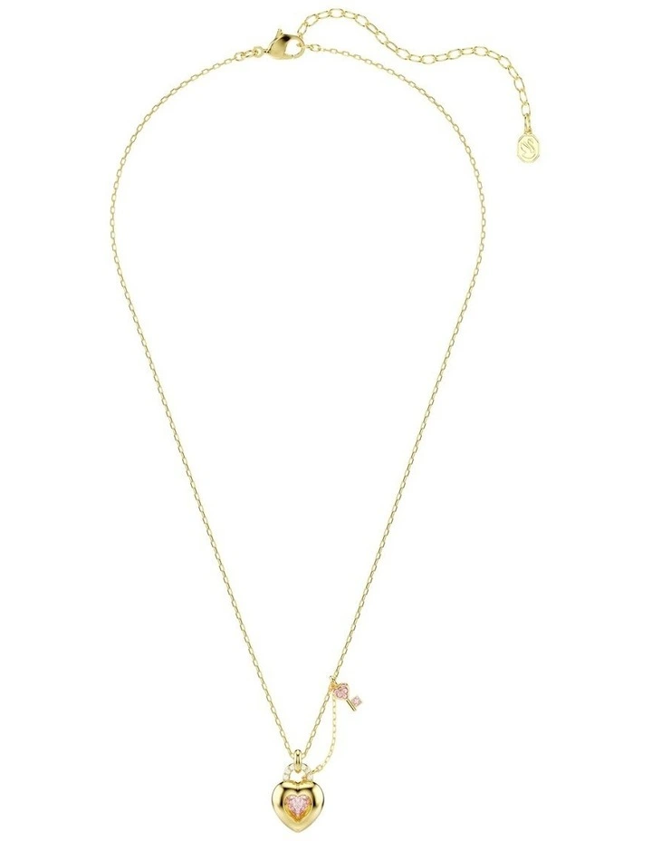 Idyllia Mixed Cuts Heart Key Gold-Tone Plated Pendant in Pink image 2