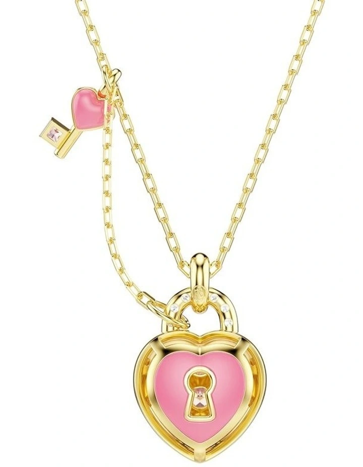 Idyllia Mixed Cuts Heart Key Gold-Tone Plated Pendant in Pink image 5