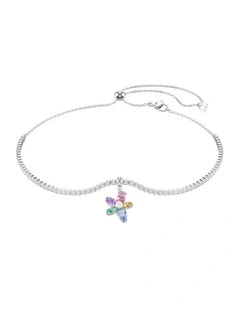Mixed Cuts Flower Rhodium Plated Choker in Multi